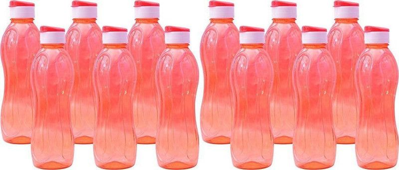 R.sons Plastic Zing Square with Flip Top Cap, 1000 ML, Pack of 12 Water Bottle 1000 ml Bottle  (Pack of 12, Orange, Plastic)