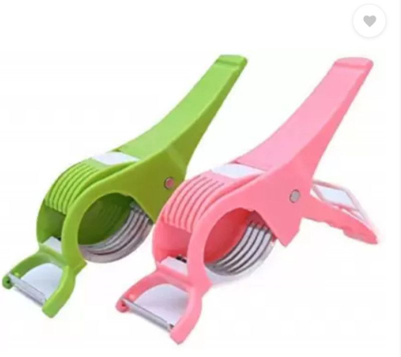 JOYNAA New Deluxe 2 in 1 Vegetable Cutter Y Shaped Peeler Combo Straight Peeler  (Green, Pink Pack of 2)