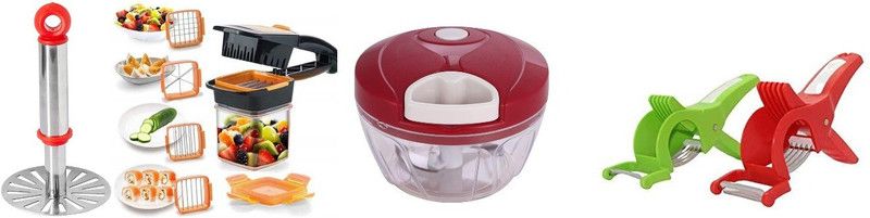 R.sons Stainless Steel Potato & Vegetable Masher | Pav Bhaji Masher 2 peeler and cutter 1 chopper 1 fruit chopper Kitchen Tool Set  (Chopper, Masher, Peeler)