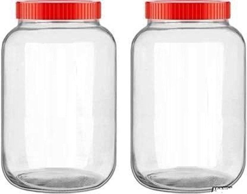 Adhunyk Glass Grocery Container - 1800 ml  (Pack of 2, Clear)