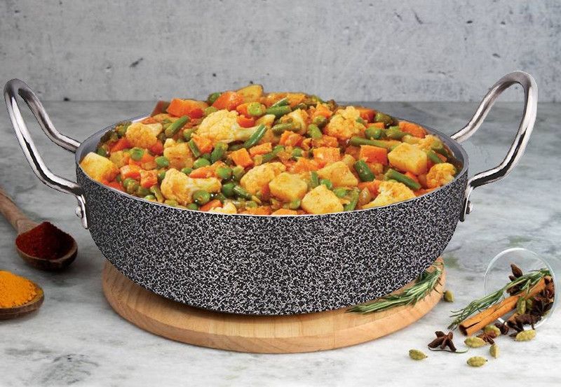 LooksGood Ruff & Tuff Aluminium Kadhai With induction base Kadhai 27 cm diameter 3.01 L capacity  (Aluminium, Induction Bottom)