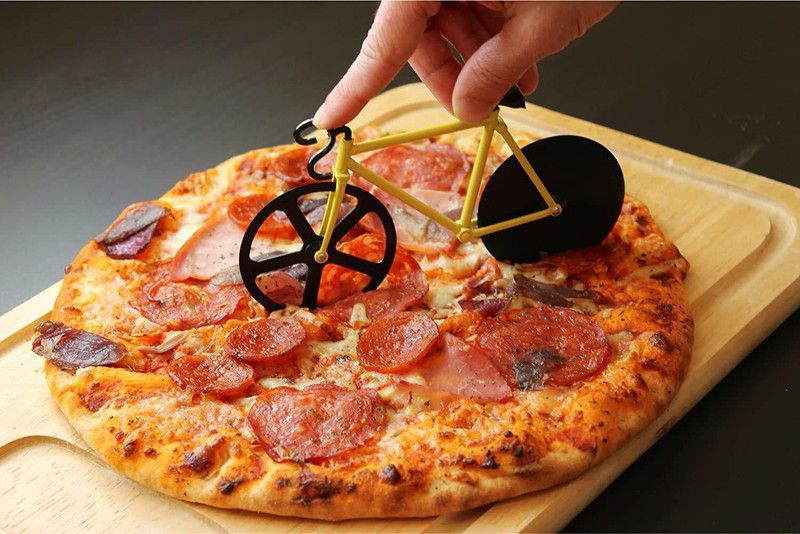 EMPIRE TRADE Bicycle Shape Pizza Cutter|Stainless Steel Wheel Cool Kitchen Gadget Wheel Pizza Cutter  (Stainless Steel)