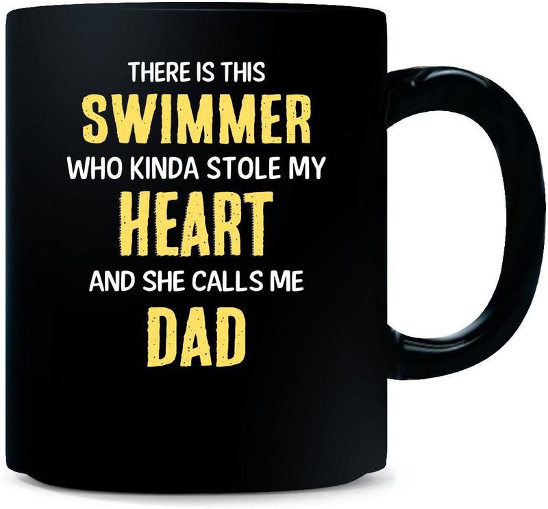 Gift Urself Swimmer Stole My Heart And Calls Me Dad Cool Gift - Ceramic Coffee Mug  (325 ml)