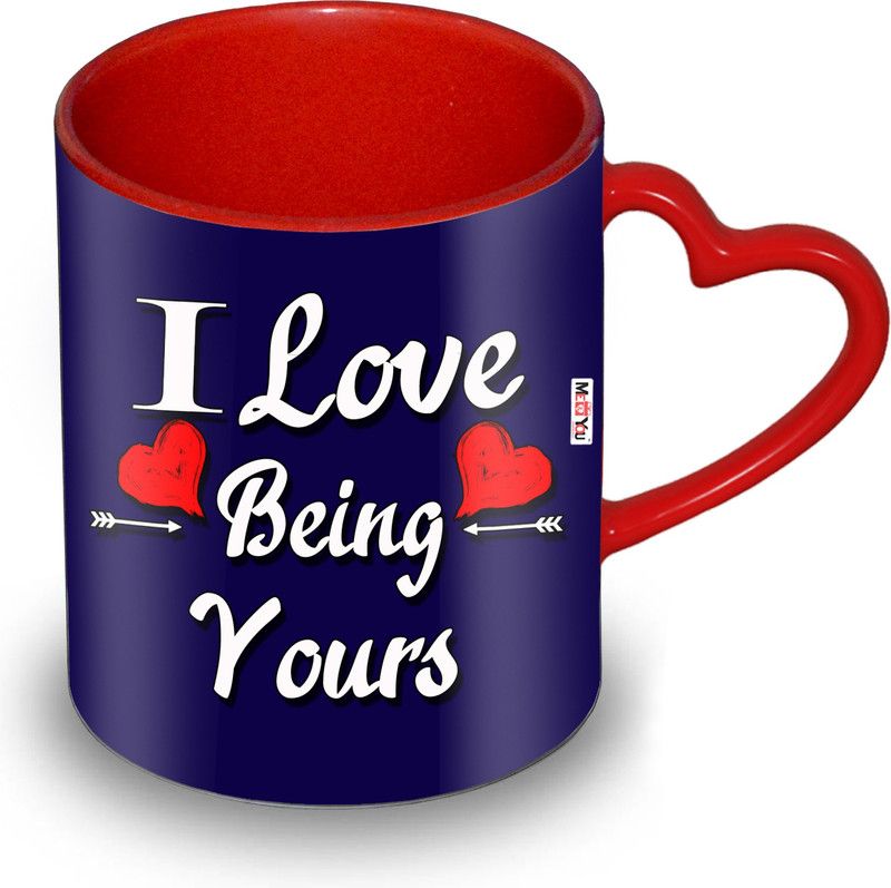 ME&YOU Love Quoted Printed Heart Handle IZ19DTLoveHeartMUr-100 Ceramic Coffee Mug  (325 ml)