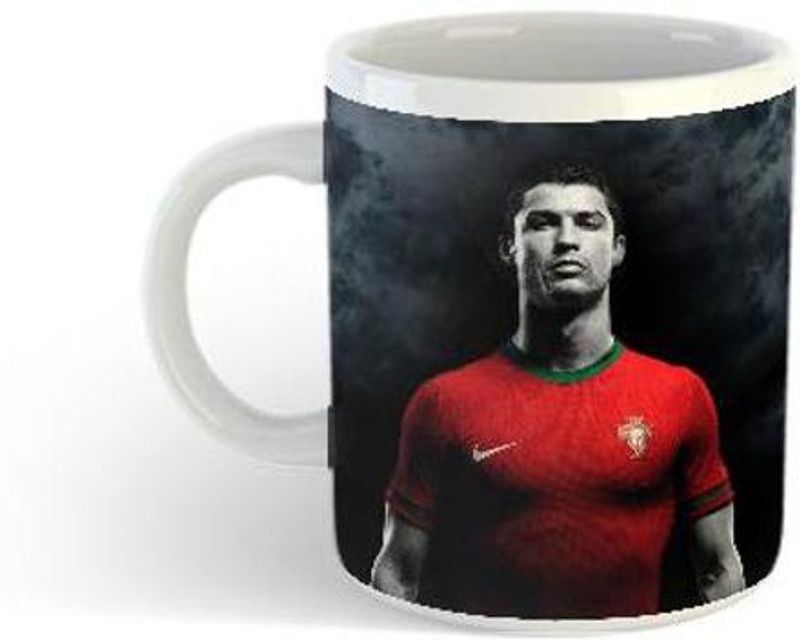 CHARMING Ronaldo CCDRT42 Football Printed White Coffee Ceramic Coffee Mug  (330 ml)