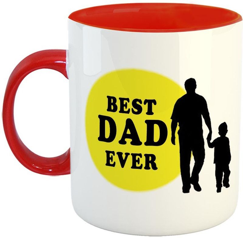 FABTODAY Best Dad Ever Coffee - Best Gift for Father on Birthday / Father's Day - Color - Red Ceramic Coffee Mug  (350 ml)