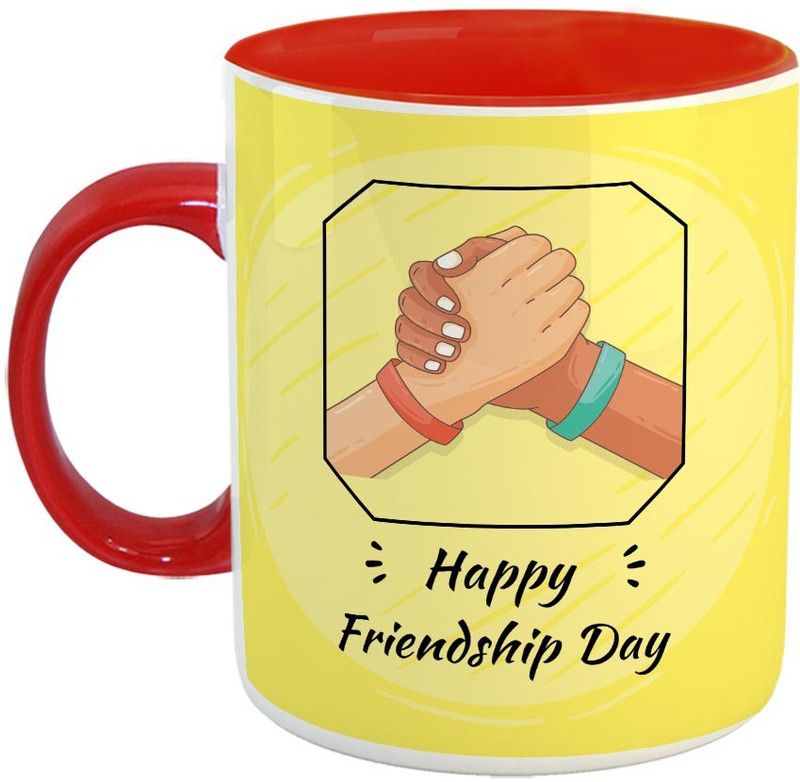 FABTODAY Happy Friendship Day Coffee - Best Gift for Friend / Frienship Day - Color - Red (0331) Ceramic Coffee Mug  (350 ml)