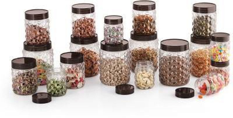 Filox Plastic Tea Coffee & Sugar Container - 1000 ml  (Pack of 18, Brown)