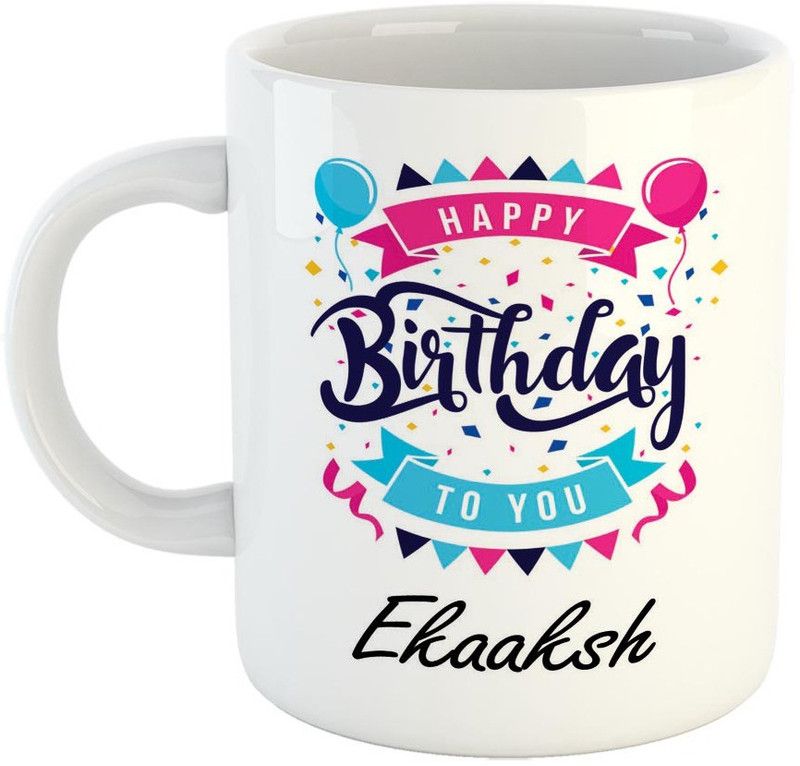 FABTODAY Best Gift for Birthday, Name - Ekaaksh Ceramic Coffee Mug  (350 ml)