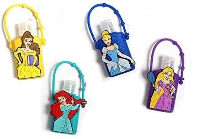 Paaroots Pack of 4 Cute Princess Silicone Holder Empty Bottles Used as Hand sanitizer 10 ml Bottle  (Pack of 4, Multicolor, Blue, Green, Red, Silicone)