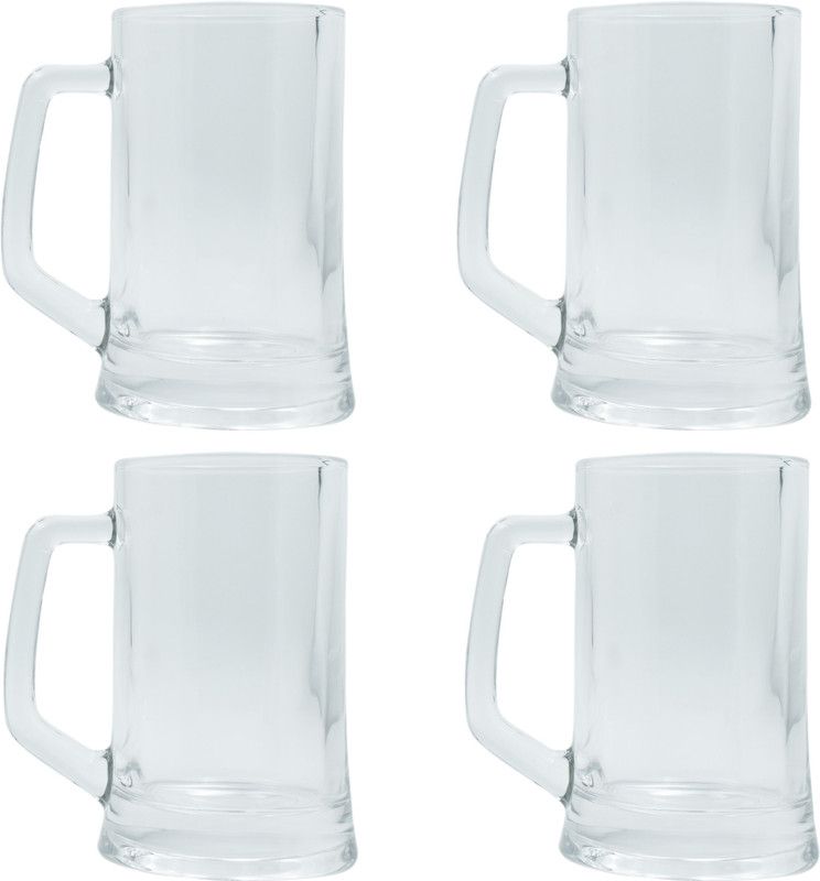 DealFly (Pack of 4) New Transparent Beer Mug Glass Set (Pack Of 4)-HJ33 Glass Set Beer Mug  (415 ml, Glass, Clear)