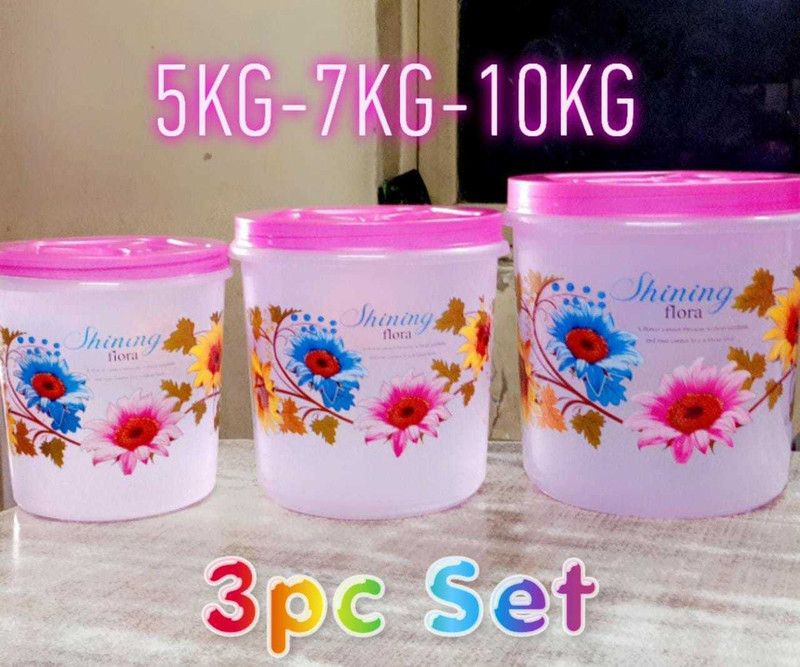 KhushSellerHub Plastic Grocery Container - 5000 ml, 7000 ml, 10000 ml  (Pack of 3, Multicolor)