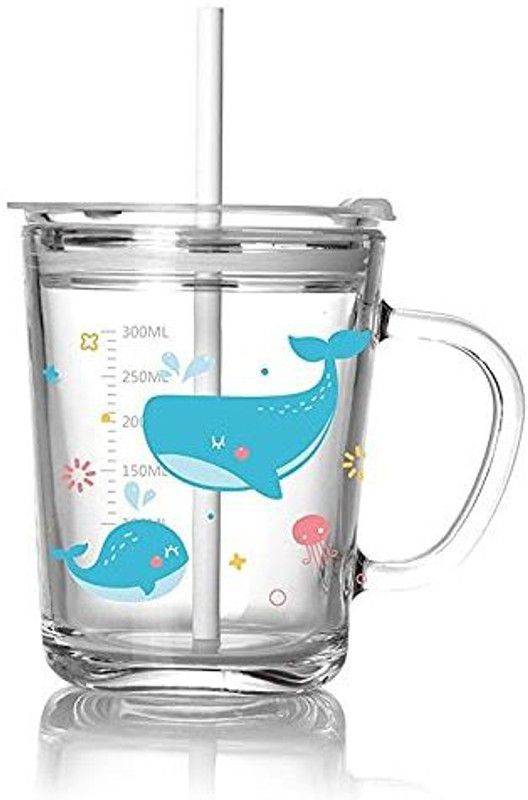 Transparent Coffee with Lid & Straw/ Glass Tumbler with Handle/ Coffee/ Travel Drinking Glass Tumbler  (400 ml)