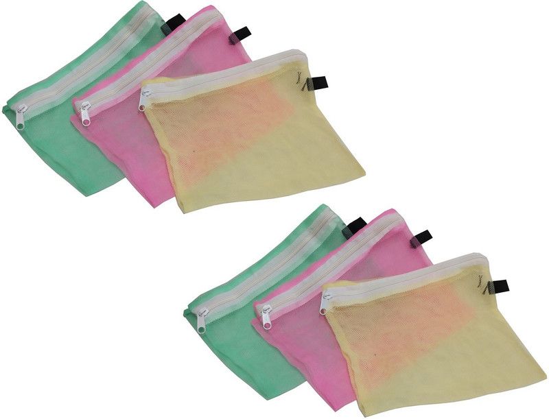 Stylewell Pack Of 6 Multi-Color / Purpose Vegetables Fruits Mesh Fridge Zipper Storage Washable Nylon Storage Pouch  (Pack of 6)