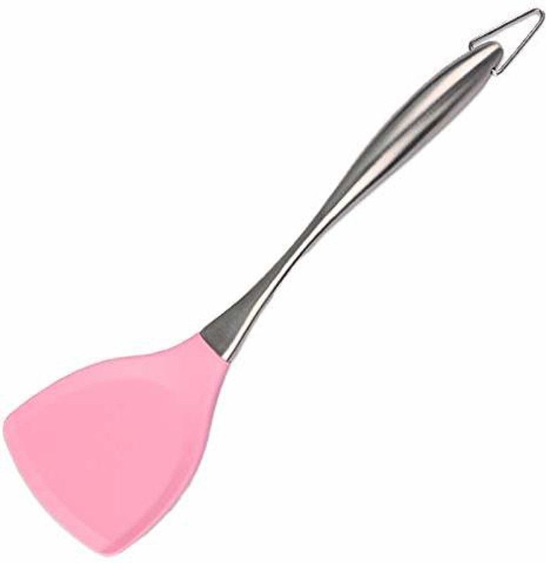Baskety Kitchen Heat Resitance Non Stick Spatula with Stainless Steel Handle Pink Mixing Spatula  (Pack of 1)