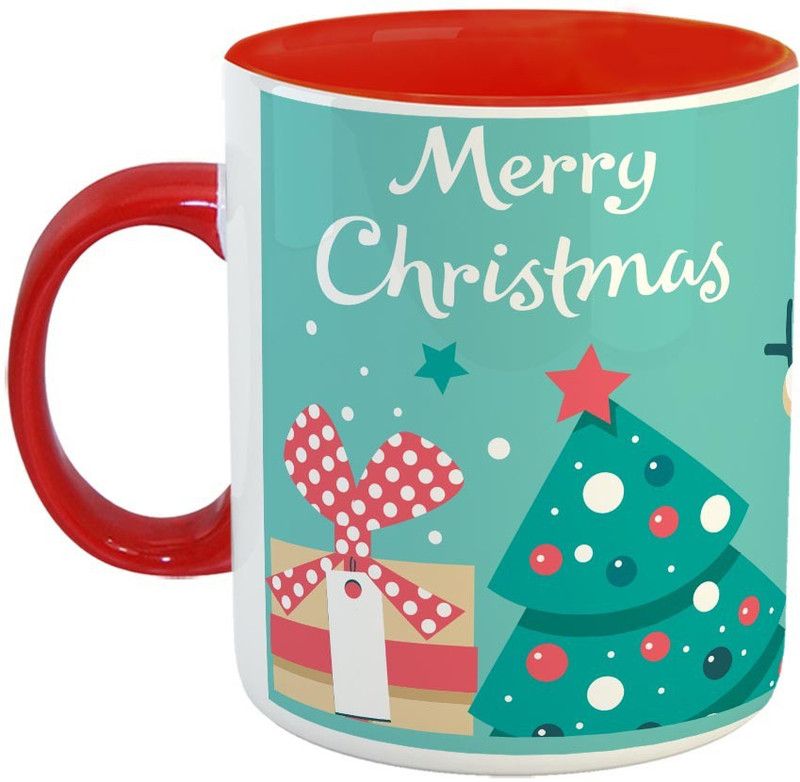 Furnish Fantasy Christmas Ceramic Coffee - Best Gift for Christmas - Color - Red (1077) Ceramic Coffee Mug  (350 ml)