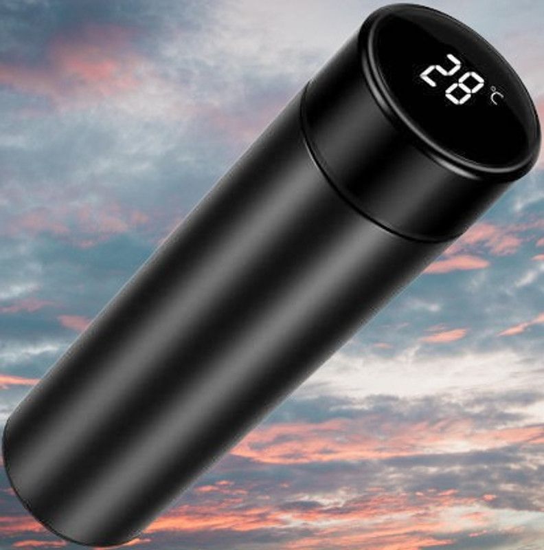 FITUP Hot Cold Water Bottle And LED Display Temperature bottle s10121 500 ml Flask  (Pack of 1, Black, Steel)