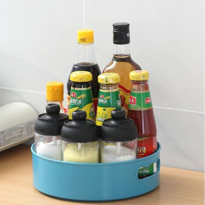 Flipkart SmartBuy 360° Rotating Organizer Tray for Kitchen Organizer/Cosmetics Organizer - 1000 ml Plastic Utility Container  (Blue)