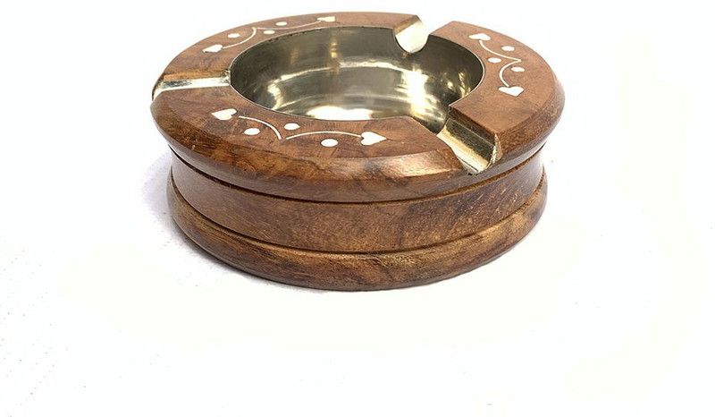 FAB DECOR FDAST009 Brown Wood Ashtray  (Pack of 1)