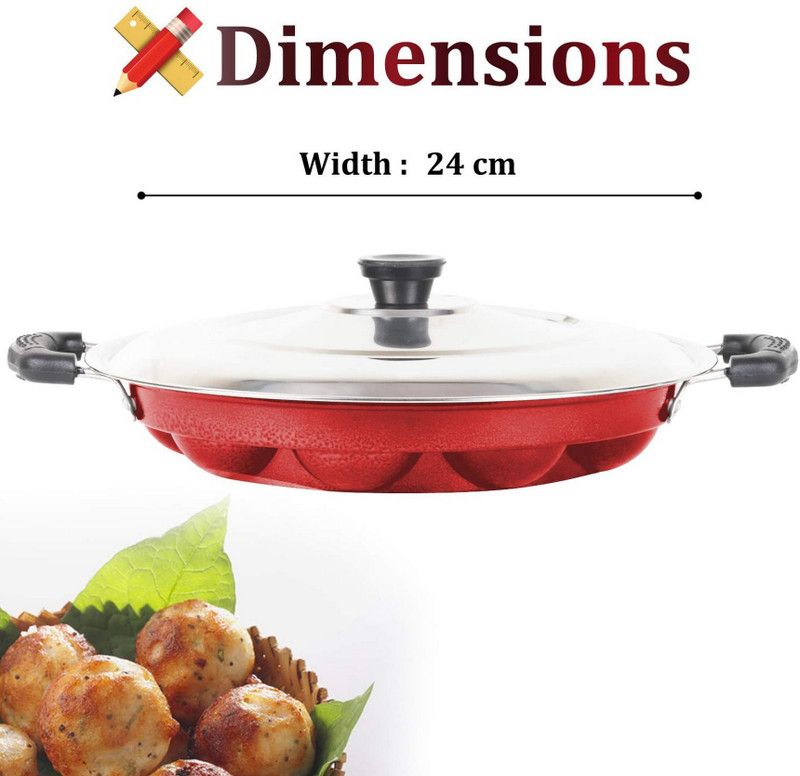 RBGIIT Non Stick Appam Patra with Lid and Side Handle RK-28 Pastosa Pan 23.5 cm diameter with Lid 0.1 L capacity  (Aluminium, Non-stick)