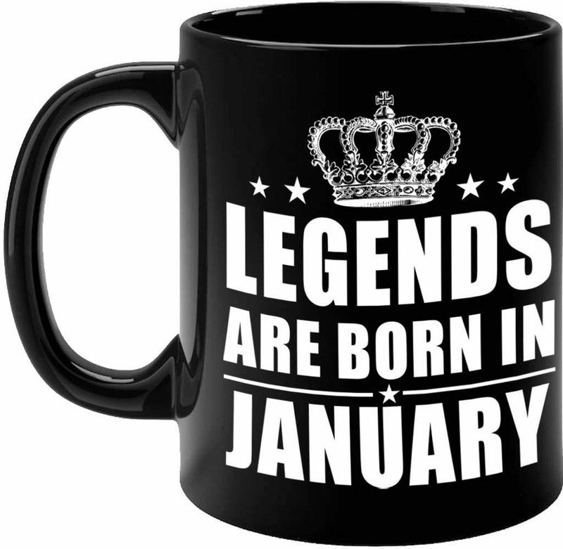 Legend born in January printed black Ceramic Coffee Mug  (325 ml)