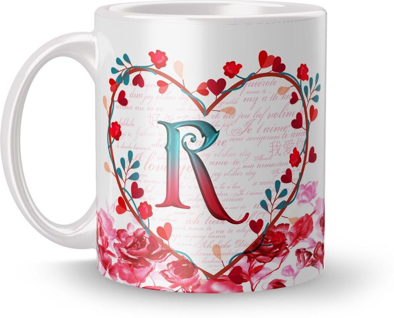 NAWEMA Letter R Print Gift for Girl Friend, Husband , Wife, Friend Ceramic Coffee Mug  (320 ml)