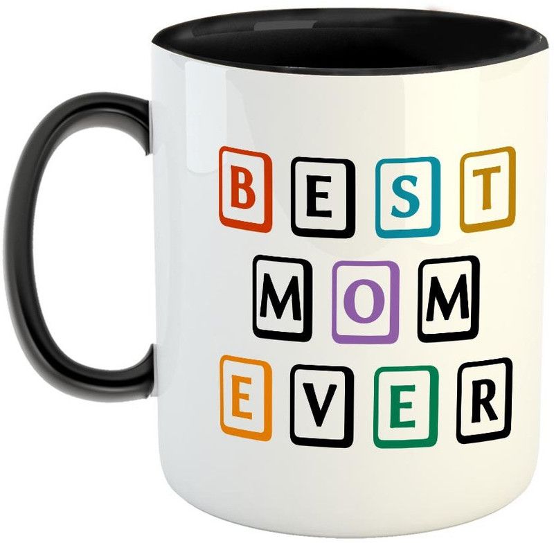 FABTODAY Best Mom Ever Coffee - Best Gift for Mom on Birthday / Mother's Day - Color - Black Ceramic Coffee Mug  (350 ml)
