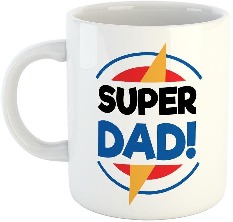 FABTODAY Super Dad Coffee - Best Gift for Dad on Birthday / Father's Day - Color - White (0561) Ceramic Coffee Mug  (350 ml)