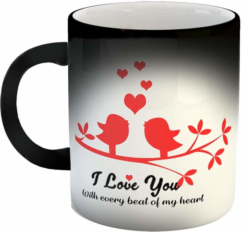 iKraft I Luv You with every Beat My Heart Printed Magic - Best Gift for Him/Her Ceramic Coffee Mug  (325 ml)