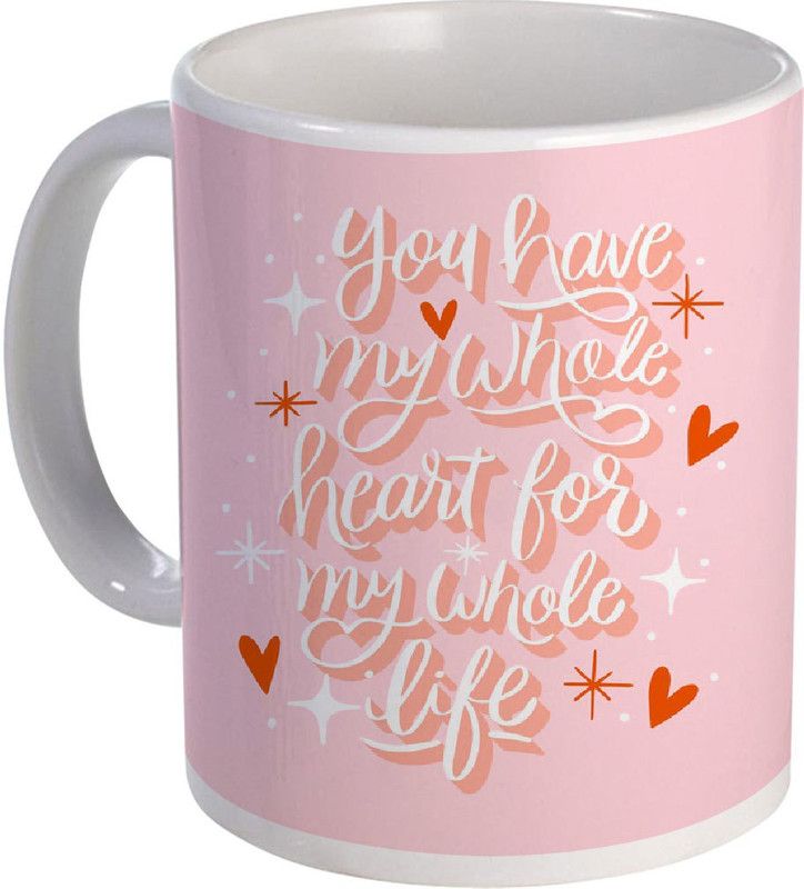 COLOR YARD best happy valentines day gift romantic-lettering design on Ceramic Coffee Mug  (320 ml)