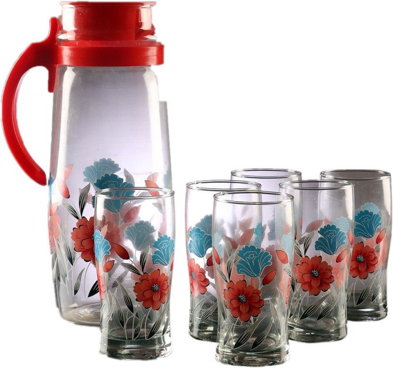 RRCH coloured lemon set 6 glass one jug 200 ml Jug Glass Set  (Glass)