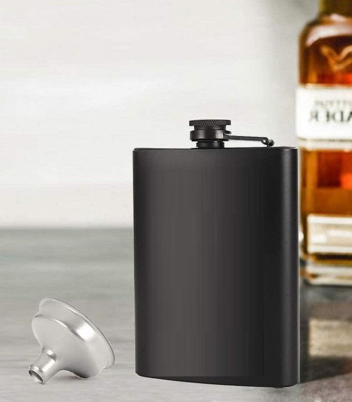 Protos Black Flask 207ml Pocket Size For Beer Vodka Whisky Drink Storage Stainless Steel Hip Flask  (207 ml)