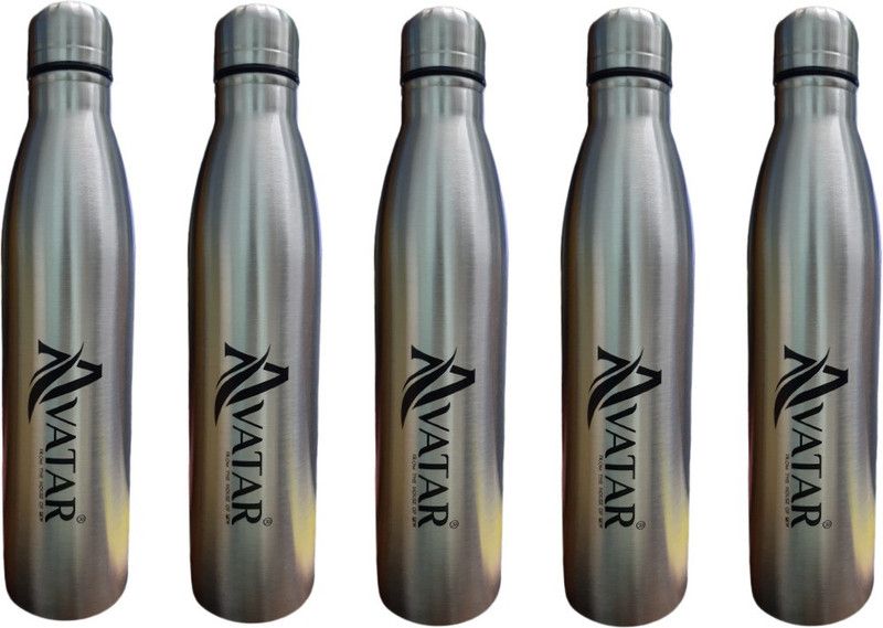 AVATAR 142 1000 ML STEEL WATER BOTTLE PACK OF 5 1000 ml Bottle  (Pack of 5, Silver, Steel)