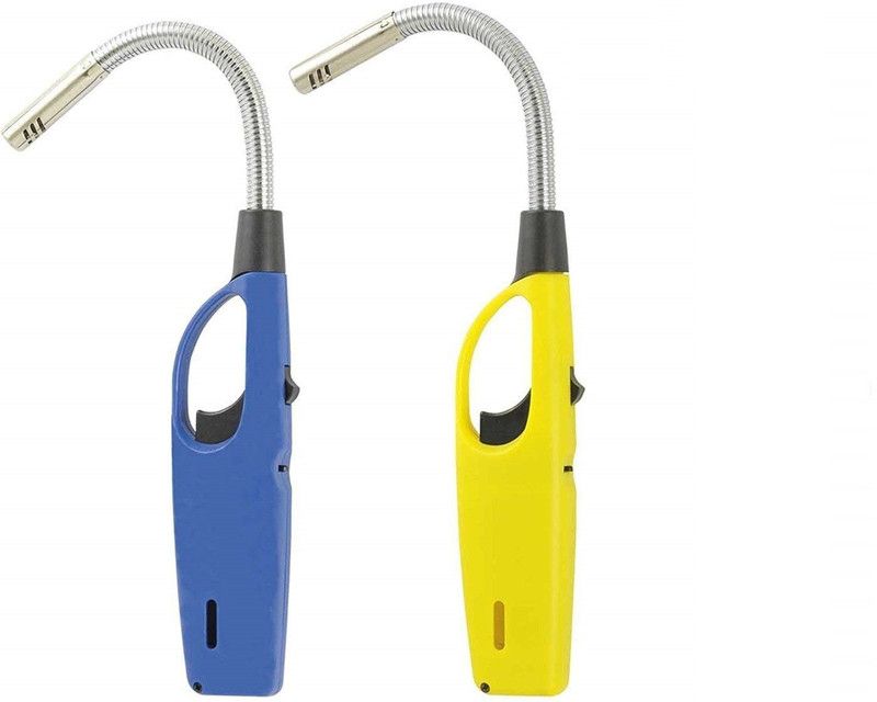 SEAHAVEN Gas Lighter Plastic, Steel Gas Lighter Plastic, Steel Electronic Gas Lighter  (Yellow, Blue, Pack of 2)