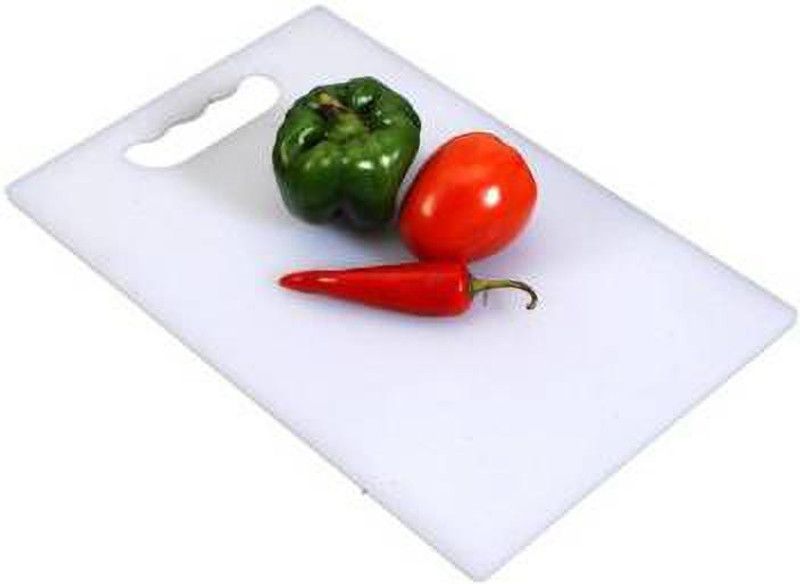 AadyaShoppings Fruit & Vegetable Chopping Board Plastic Rectangular Antibacterial Plastic Cutting Board  (White Pack of 1 Dishwasher Safe)