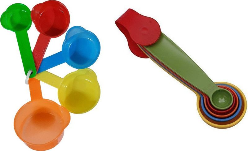 Retail basket 10 PCS Plastic Baking Measurement Measuring Cups and Spoons Set Measuring Cup Set  (250 ml)