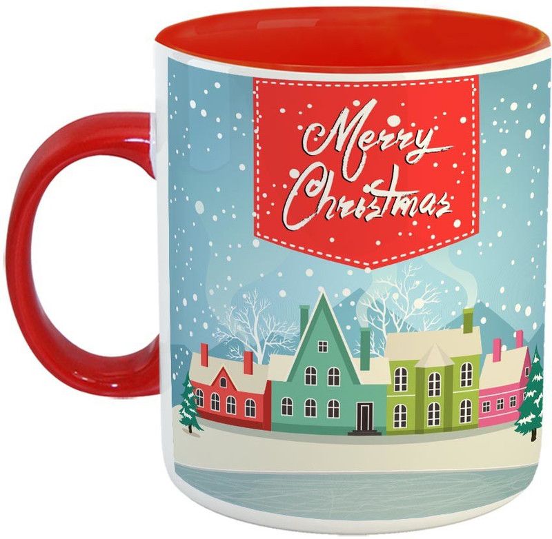 Furnish Fantasy Christmas Ceramic Coffee - Best Gift for Christmas - Color - Red (1061) Ceramic Coffee Mug  (350 ml)