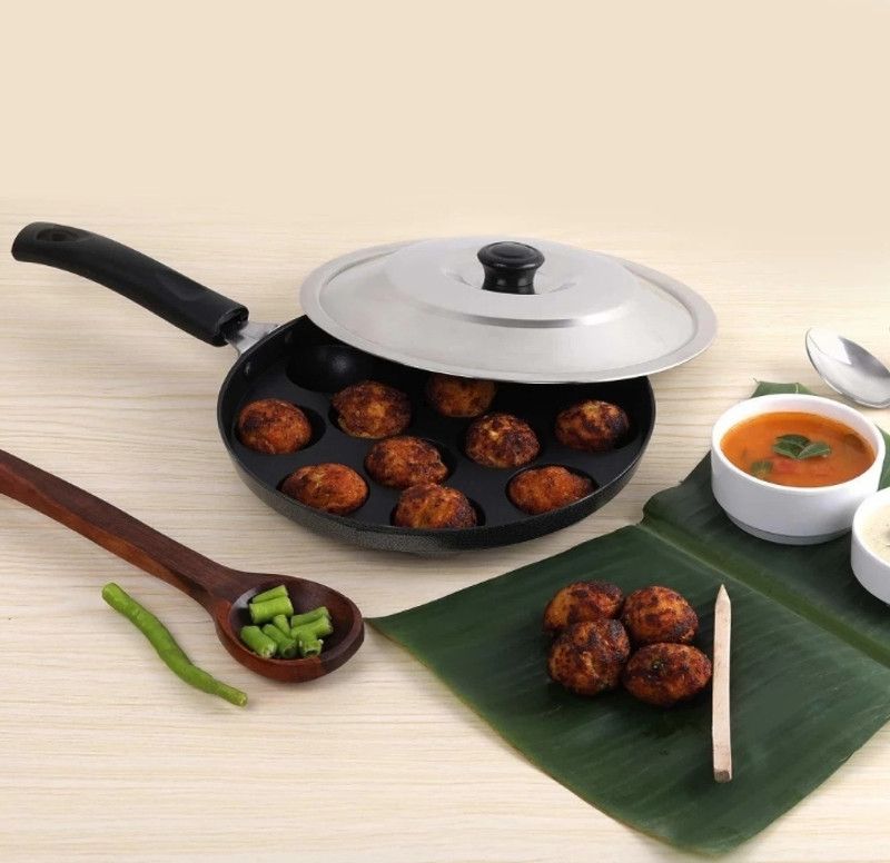 FASTAGE FASTAGE 12KVT NonStick AppamPatra with Lid SingaL Handle/Appam Pan/Pan Cake Standard Idli Maker  (1 Plates , 12 Idlis )