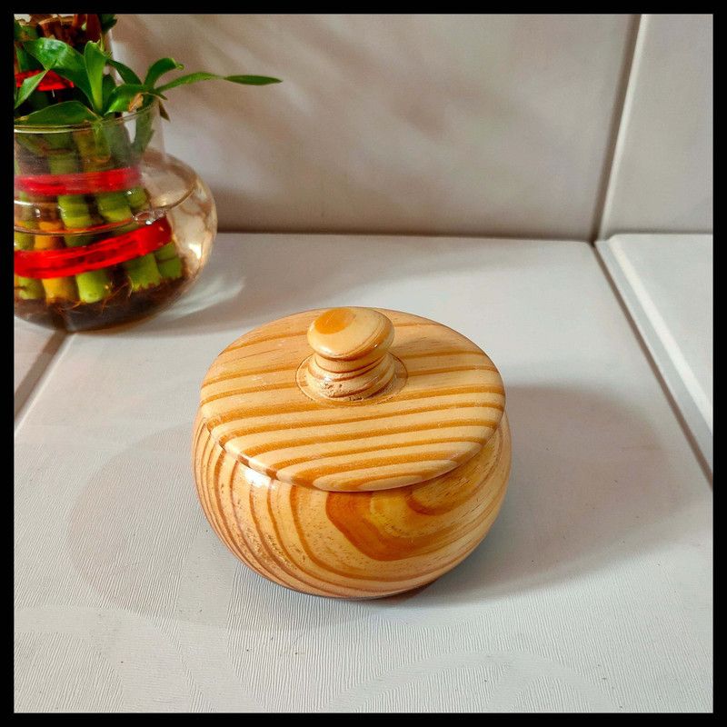 All About Wood Wooden Tea Coffee & Sugar Container - 100 ml  (Beige)