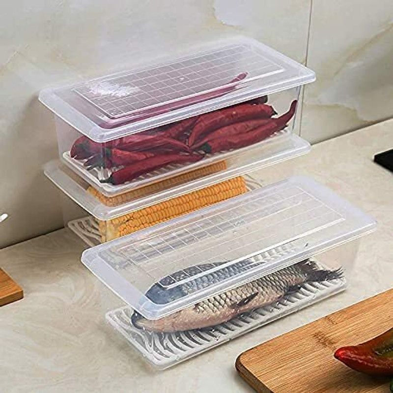 AKTOM Ak10zone Fridge Storage Boxes, Fridge Organizer Case Plastic Fruit & Vegetable Basket  (Multicolor)