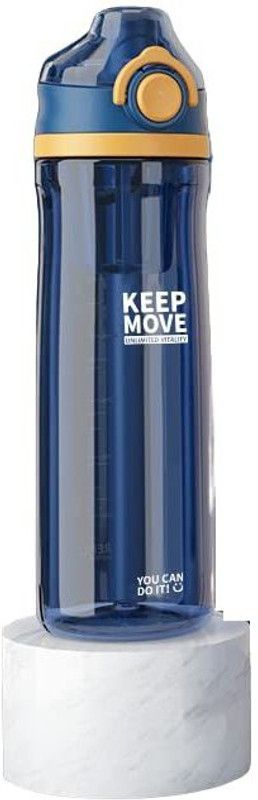 DhyeyCollection Transparent Leak-Proof, Holder & Secure Lock, One Touch Open Handy Sipper, Blue 650 ml Bottle  (Pack of 1, Blue, Plastic)