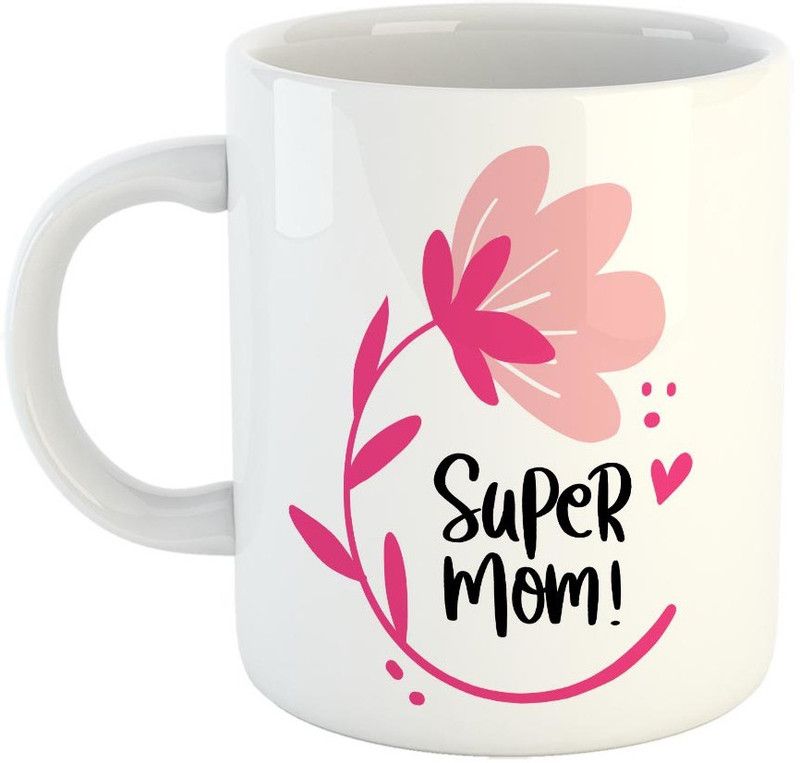 FABTODAY Super Mom Coffee - Best Gift for Mom on Birthday / Mother's Day - Color - White (0534) Ceramic Coffee Mug  (350 ml)