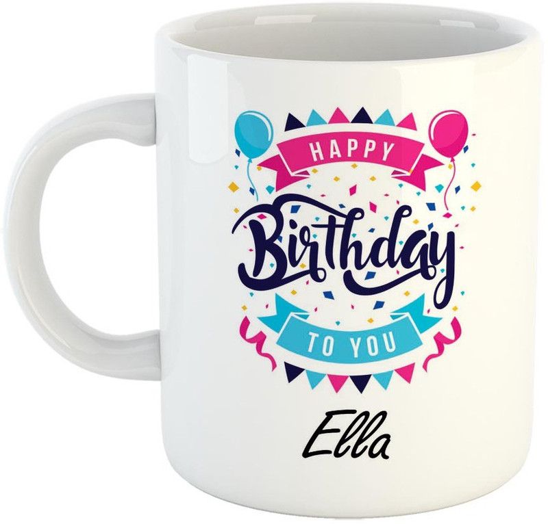 FABTODAY Best Gift for Birthday, Name - Ella Ceramic Coffee Mug  (350 ml)