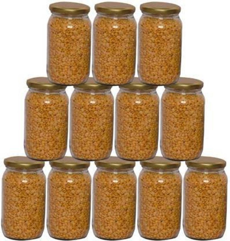 CROCO JAR Glass Grocery Container - 1000 ml  (Pack of 12, Silver)