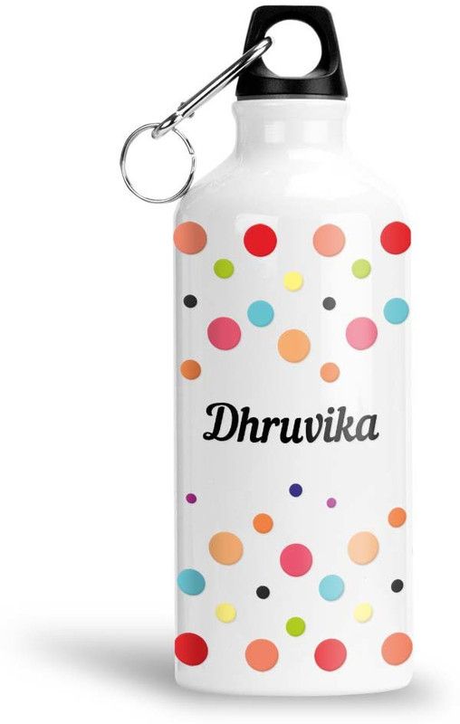 Furnish Fantasy Colorful Dot Aluminium Sipper Bottle - Best Happy Birthday Gift for Kids, Dhruvika 600 ml Bottle  (Pack of 1, White, Aluminium)