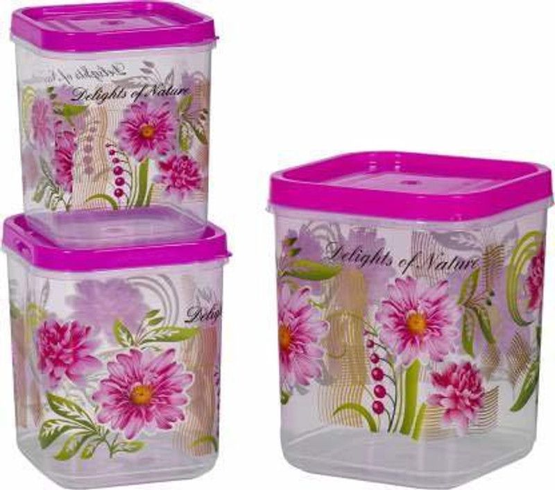 VIRA PLAST Plastic Grocery Container - 2000 ml, 3000 ml, 5000 ml  (Pack of 3, Pink)