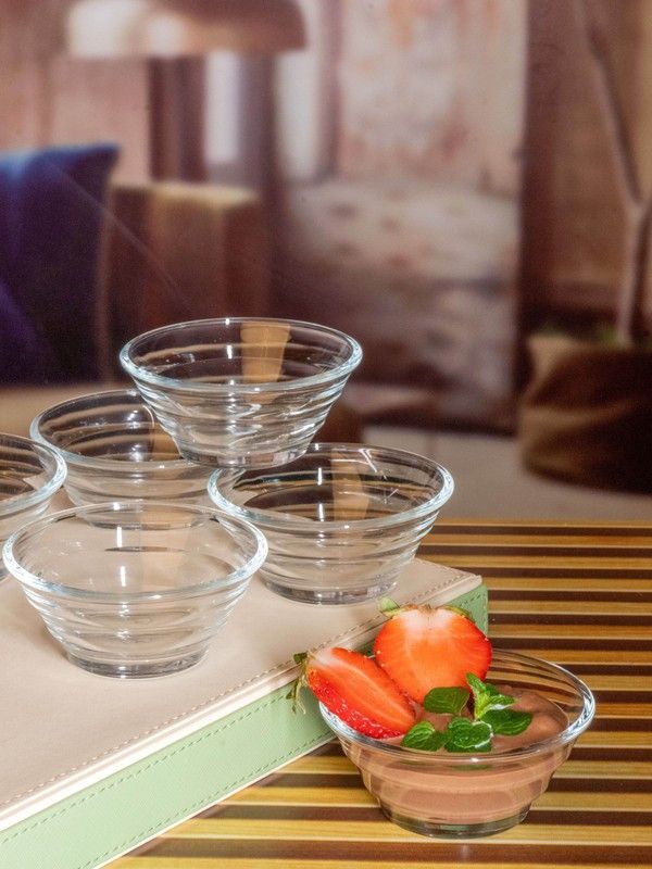 PASABAHCE Glass Dessert Bowl Glass Gastro Boutique Bowl (Set of 6 Pcs.)  (Pack of 6, Clear)