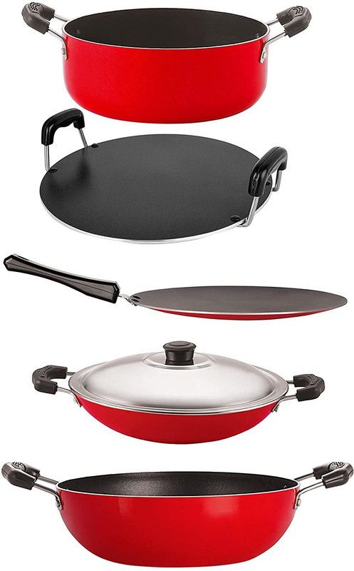 NIRLON CT12_KD13_AC_RT_CS20 Non-Stick Coated Cookware Set  (PTFE (Non-stick), Aluminium, 5 - Piece)