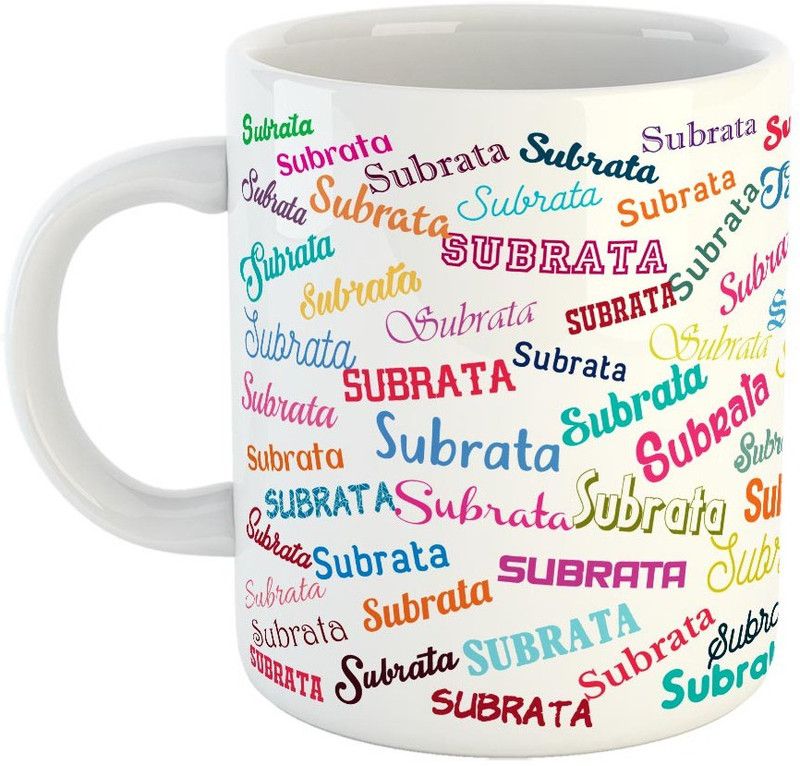 Furnish Fantasy Personalised Happy Birthday Ceramic Coffee - Best Birthday Gift for Son, Daughter, Brother, Sister, Gift for Kids, Return Gift - Color - White, Name - Subrata Ceramic Coffee Mug  (350 ml)