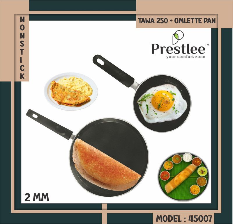 Sabari Prestlee PNFT-45007 Non-Stick Coated Cookware Set/Tawa Set/Tawa Pan/Non Stick Se Tawa 25 cm diameter  (Aluminium, Non-stick)
